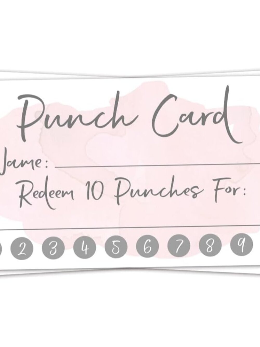 50 Pink Watercolor Reward Punch Cards | Customer Loyalty and Incentive Card Set